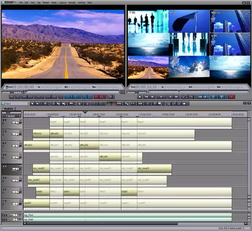 Bis zu neun Videospuren im Multicam-Editing - Auf potenten Computern sogar in HD ruckelfrei.