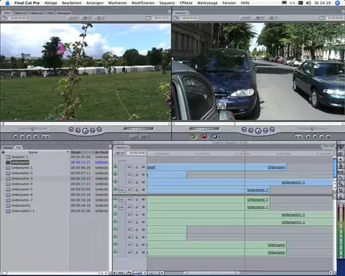 Die Oberfläche von Final Cut Pro 5