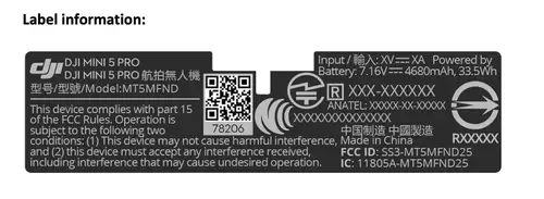 DJI Mini 5 Pro FCC Label