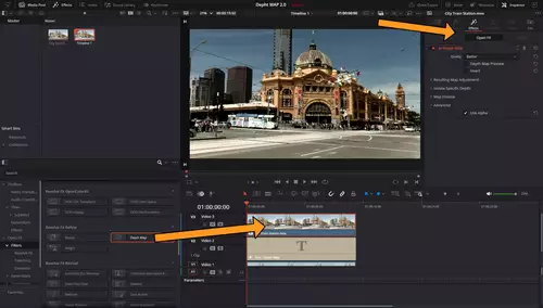 Timeline-Compositing DaVinci Resolve 20 Workshop - AI Depth Map unkompliziert für Titel-Effekte nutzen : OFX assign