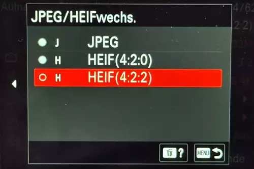 Praxis-Tipps Sony FX2: S-Log3 fr Foto und Video nutzen - wann macht Log fr Fotos Sinn? : SonyFX2HEIFMenue