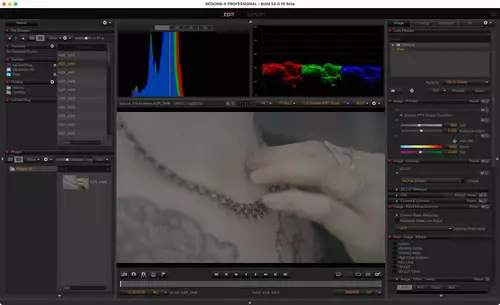 Unser Nikon ZR RED RAW Material in REDCINE-X Pro