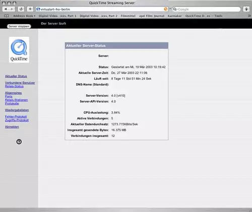 Der Macintosh im Streaming-Einsatz: Geschichte - Tools - Praxis : HU QT Server