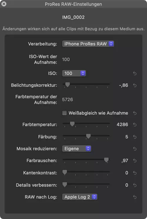 Mobiles Filmen iPhone 17 Pro Max im Praxistest: ProRes RAW, Apple Log 2 - inkl. DJI Osmo Pocket Vergleich : RAWDebayeringFCp