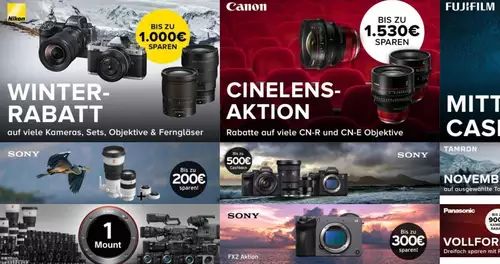 Bis zu 1.000 Euro sparen: Cashbacks auf Kameras von Sony, Nikon, Canon und Panasonic