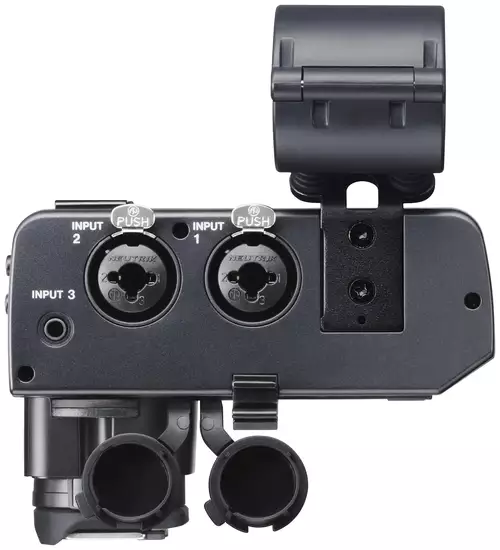 Der Tascam XLR-Adapter CA-XLR2d an der Canon EOS R3 und R5 C - inkl. Panasonic S1H-Vergleich  : ca-xlr2d-c side