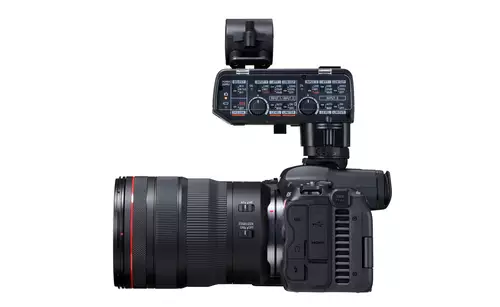 Der Tascam XLR-Adapter CA-XLR2d an der Canon EOS R3 und R5 C - inkl. Panasonic S1H-Vergleich : CanonEOSr5C Tascam1