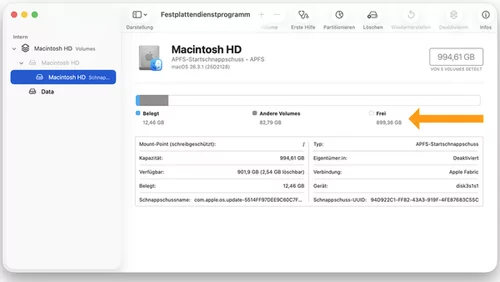 SSD-Speicher optimieren Fr�hjahrsputz - �berfl�ssige Dateien unter macOS systematisch finden und l�schen : Festplattendienstprogramm