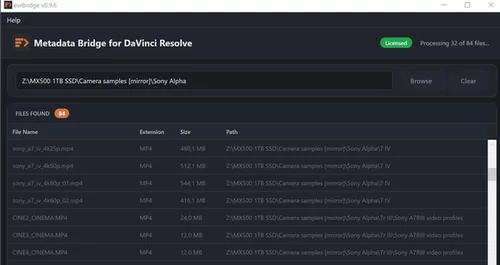 EvrBridge - Automatisches Kamera-Metadaten-Management f&uuml;r DaVinci Resolve