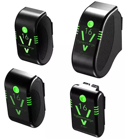 Die vier Modelle der HyperChargeBatteries mit 45, 85, 130 und 260 Wh