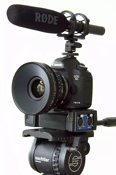  Canon 5D Mark III mit Zeiss CP, Rode NTG-2 und Beachtek DXA-SLR Pro