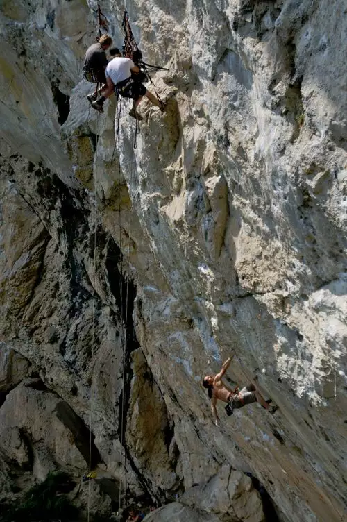 3D-Dreharbeiten an der Wand mit Alexander Huber, Copyright ZDF und Peter Borig
