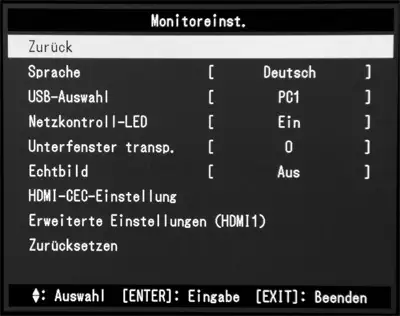 Monitoreinstellungen inkl. Erweitere HDMI Einstellungen