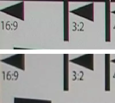 Manche Camcorder neigen besonders an der Rändern zu chromatischen Aberrationen, die sich in Farbausfransungen äußern (oben).