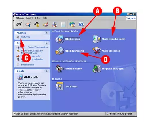 Abbildung 1: Die Grundfunktionen des Programms sind praktisch selbst erklärend