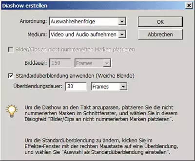 Abb. 6 – Die Symbolansicht kann über "Diashow erstellen" als Storyboard genutzt werden.