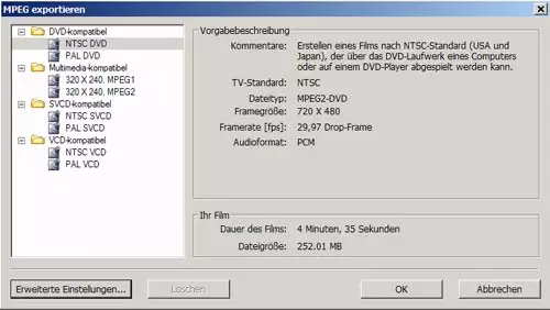  Der integrierte MainConcept MPEG-2 Encoder lsst sogar die manuelle Einstellung diverser Parameter zu