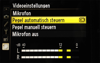 Nikon D4 Audiopegel