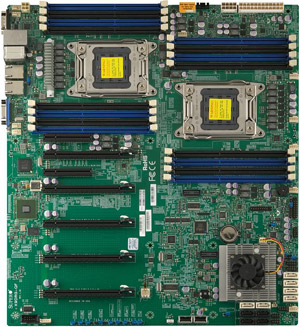 Supermicro-X9DRG-QF Server Mainboard mit zwei CPU-Sockeln und 16 RAM-Speicherbänken