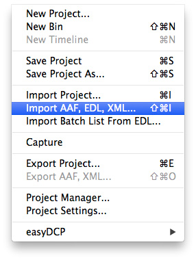 XML-Import in DaVinci Resolve