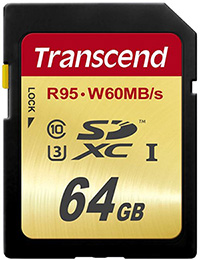 Transcend SDXC 64GB Class 10 60MB/s UHS-I U3 SD Karte