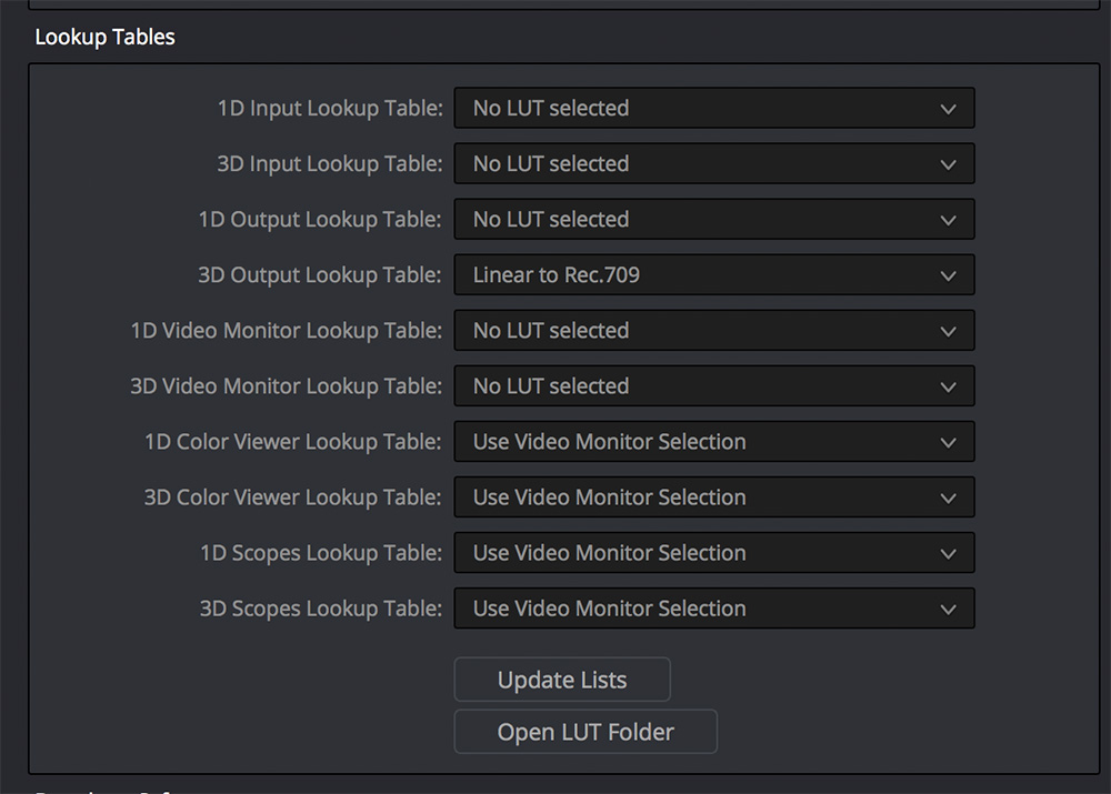 output lut davinci resolve