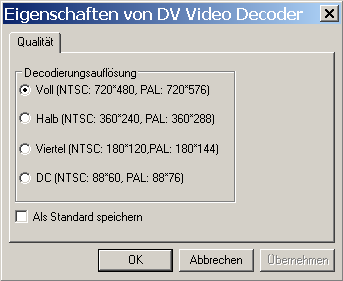 Verbessertes DV-Encoding für die Matrox Parhelia : DV