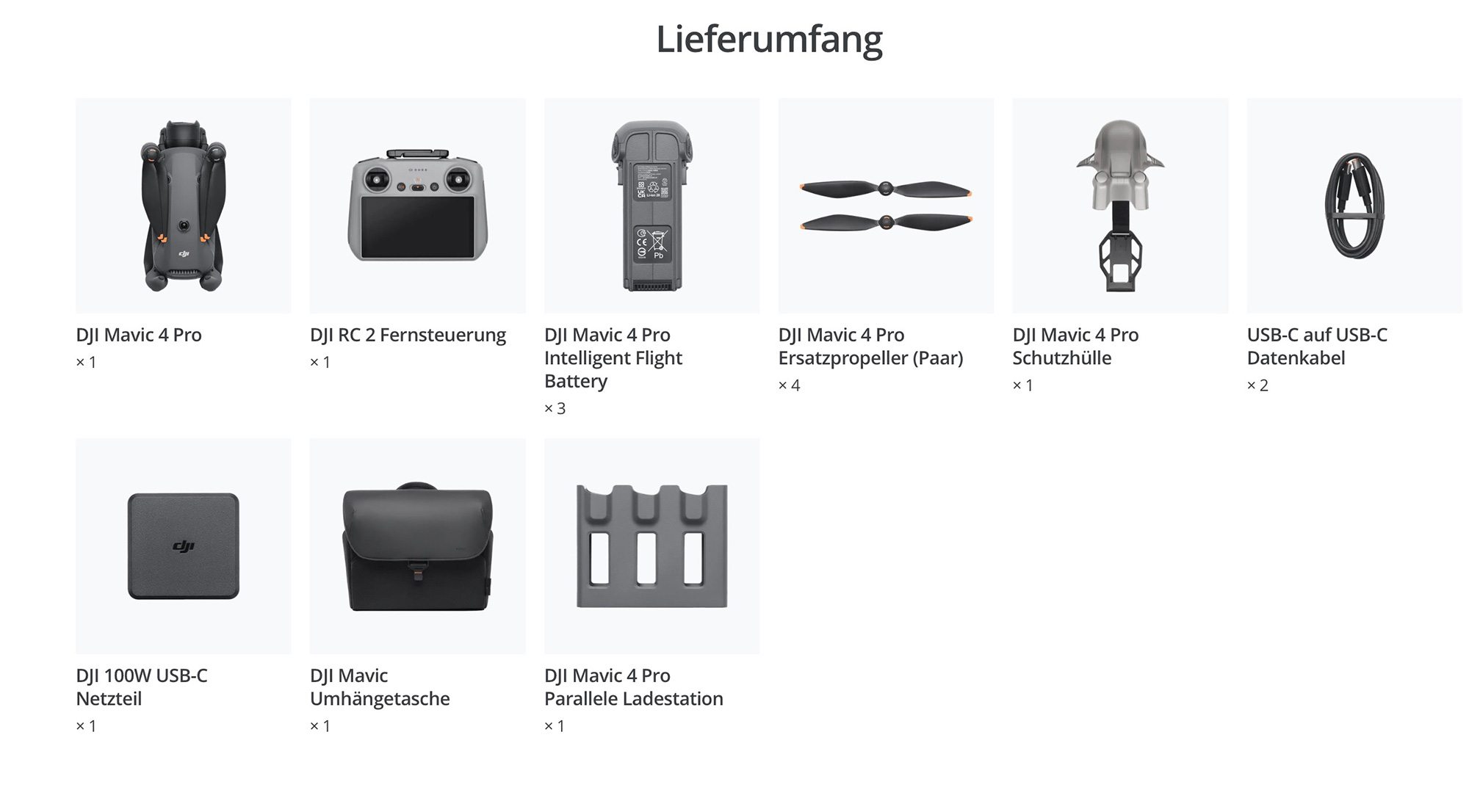 6K-Drohne für Pros DJI Mavic 4 Pro in der Praxis: 10Bit 6K 50p Log, 360° Gimbal – für wen lohnt sich die C2 Drohne? : Lieferumfang