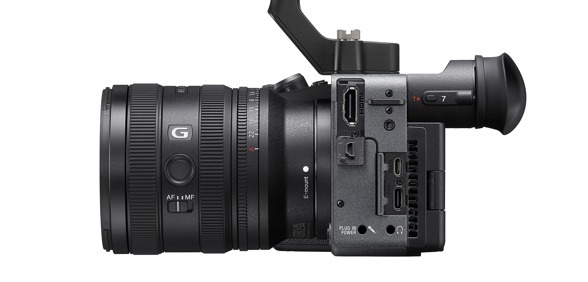 Sony FX2 Sucher ermöglicht auch mehr Kontaktpunkte am Körper