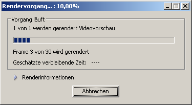 Vor dem Abspielen müssen Blenden und Effekte berechnet werden