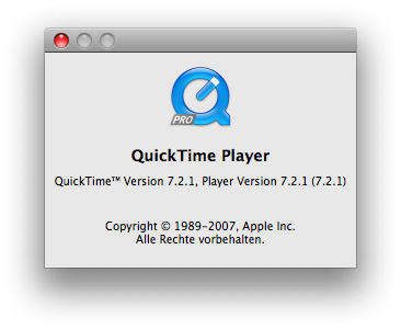 QuickTime 7.2.1 bei 10.5