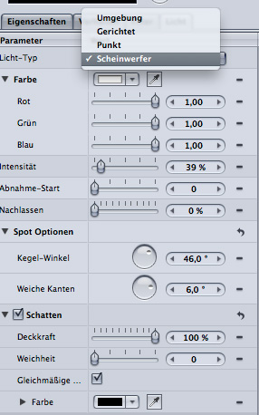 Lichtparameter in Motion 4