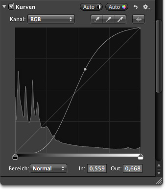 Endlich ausgewachsene Kurvenfunktion in Aperture 3